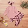 abiti da cartone animato per neonati per bambini ragazze top a manica lunga solidi vestiti per bambini ragazze pantaloni stampati leopardati con fascia per capelli 312m 068626036