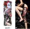 1pc Sexy Waterdichte Tijdelijke Tattoo Sticker Volledige Arm Mouw Grote Skull Tatoo Stickers Fake FatToos