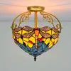 Tiffany plafond suspension lampes libellule vitrail décoratif suspension luminaire Style Baroque maison