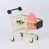 Mini panier de courses en Bronze/or/or Rose, Mini chariot de supermarché créatif, panier de rangement en métal en fer pour Table de bureau
