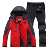 TRVLWEGO Men Winter Waterproof Fishing Clothing Warm Hiking Fishing Clothes Outdoor Camping Jackets Set Pants