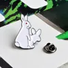 Cute 2 White Rabbits Evil Brooch Pins Cur Pets Brooches Fashion Jewelry Cartoon Brooches Spoof Brooch