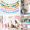 Random Color 12 Flags 3.2m Blue Garlands for Birthday Cotton Bunting Banners Pennant Baby Shower Wedding Garland Flags for Party Decoration