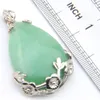 Luckyshine 27*25 mm 6 Pcs/Lot Vintage Silver Natural Green Dongling Crystal Pendant NEW Handmade Charm Rose Flower Pendant Necklace Jewelry