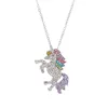 Bijoux de mode colorée Rhinstone Unicorn Pendant collier Womens Pony Chokers Collier S7755435219