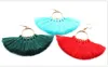Boucles d'oreilles style bohémien pour femmes, colorées, tissées à la main, à franges, en forme d'éventail, demi-cercle, 12 couleurs, vente en gros