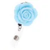 20pcs lot Key Rings Multicolor Resin Rose Flower Shape Retractable Badge Reel Holder With Alligator Clip For Decoration2705