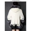 Fur Coat Female Fur Mink Hair Medium Length Hooded Slim Winter Jacket Coat Collar Natural Liner Long Outerwear