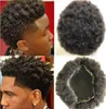 Men Hair System Wig Hairpieces Afro Curl Toupee Full Swiss Lace Brown Black 1b Malaysian Virgin Remy Human Hair Replacement for B2008399