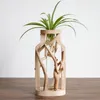 Reine Handarbeit aus Holz Vase Dekoriert Massivholz-Blumentopf für Creative Glass Floral Hydroponic Container-Home Dekorative Vase