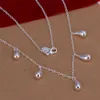 Plated sterling silver necklace 18 inches Hanging five water drops pendant necklace DHSN131 ;925 silver plate Pendant Necklaces jewelry