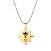 Wholesale titane acier personnalisé King Queen Crown amoureux Puzzle Pendentif Collier en acier inoxydable Cadeaux de bijoux personnalisés pour couples