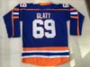 Maglia da uomo Goon 69 Doug the Thug Glatt GOON Maglie da hockey su film vintage con toppa Halifax Highlanders Blue Best Ed S-3XL