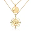 Onregelmatige ronde gezicht ketting goud dubbele ketting hoofd multilayer kettingen mode-sieraden dames geschenk wil en zandige drop schip 380128