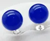 100% echte mode natuurlijke 10mm saffier blauwe zilveren oorbellen