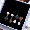 Fashion- Brincos de poker para mulheres designer de marca jóias de casamento 925 prata orelha prisionos senhora cz pérola garanhão brinco