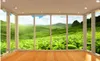 Balcone europeo foresta erba paesaggio 3D TV sfondo muro carta da parati moderna per soggiorno