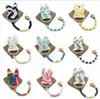 Baby Teether Molar Chain Infant Tooth Wood Ring Hoop Rabbit Ears Tooth Rubber Newborn Hand Rattles Teeth Exercise Toys Pacifier Chains D863