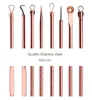 4pcs Blackhead Extractor Ultrasone porie Cleanser Rose Gold Black Dots Acne Blemish Remover Naalden Set Black Spots Pore Cleanser Tool