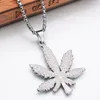 Gold Ketten Für Männer Hip Hop Schmuck Maple Leaf Anhänger Lange Ketten Hip Hop Bling Halskette Mujer Iced Out Kette