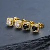 Mens Hip Hop Stud Earrings Jewelry High Quality Fashion Round Gold Silver Black Diamond Earring For Men