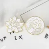 Lotus Flower Wave Starry Night Enamel Pin badge brooch Bag Clothes Lapel pin Cartoon Plant Moon Nature Jewelry Gift for friends