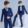 2020 Jungen Smoking 3 Stück Anzüge Blau Hochwertige Kinderkleidung Kinder Hochzeit Party Formelle Kleidung