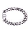 11mm Width Silver 316L Stainess Steel Cuban Bracelets 8inch Mens Bracelet Hip Hop Miami Cuban Chain Bracelet For Men Women