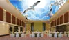 Foto feita sob encomenda 3D Wallpaper 3D Romântico teto Nuvem Orchid Pigeon 3D parede Papers Home Decor