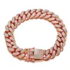 Men Hip Hop Bling Iced Out Miami Cuban Chain Bracelet Rosegold Silver Gold Simulated Diamond Jewelry8868770