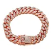 Men Hip Hop Bling Iced Out Miami Cuban Chain Bracelet Rosegold Silver Gold Simulated Diamond Jewelry