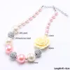 Collier de perles épaisses pour filles, à la mode, fleur de Rose, bijoux pour bébés enfants, Design doux, cadeau d'anniversaire