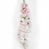 2pcs Hanging Artificial Cherry blossoms Flower Wall Ivy Garland Vine Greenery For Wedding Home Office Bar Decorative