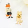 Pins and brooches Rabbit/Fox/Cat couple enamel pin Badges Hat Backpack Accessories Lovers jewelry Gift for love