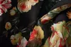 Högkvalitativ 2022 Ny mode maxi klänning kvinnors full ärm fantastisk tryckt midja elastisk vintage strandchiffong långa klänningar