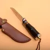 Högkvalitativ utomhusöverlevnad Rak jaktkniv VG10 Damaskus Stål Drop Point Blade Ebony Handtag Fasta bladknivar