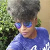 100% реальные волосы клип серых слоеного Afro хвостик ткать наращивание волос в Remy Afro Kinky фигурного шнурок пони хвосты седого волосы кусок
