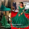 Zümrüt Yeşil Resmi Elbiseler Akşam Giyim 2019 Uzun Kollu Dantel Aplike Boncuk Artı Boyutu Balo Elbise Robe de Soiree Quinceanera Balo Abiye