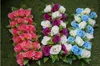 Rose Blommor Sugningar bakom med gröna blad Bröllopsbil Väggdörr Konstgjorda blommiga dekorationer Flera färger tillgängliga