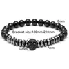 Mcllroy Bracelet Hommes crâne acier pierre perles bracelets de luxe Pour Hommes Couronne Cz Zircon Homme Bracelet Homme Bijoux Valentine Cadeau C260Q