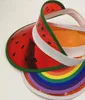 Watermelon Summer Pvc Plastic Visor Cappelli da sole Rainbow Outdoor Empty Beach Hat Protection Caps 12PCSlot2788007