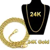 Collier à longue chaîne en or 24 carats pour hommes, marque de bijoux, cadeaux masculins gothiques (taille: 18-30 pouces, 5 mm)