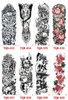Ny full blomma arm tatuering klistermärke skelett och rosor tillfälliga tatuering klistermärken vattenöverföring tatuering ärm kroppskonst