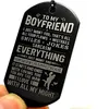 To My Boyfriend Pendant Necklace Dog Tag Birthday Gift From Girlfriend Men Gift Fashion Cool Stainless steel Jewelry With Chain