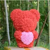 2019 60cm Alla hjärtans Romantice Artificial Rose Stand Loving Bear Pe Rose Gift för bröllopsfest Creative Diy Valentine Gift Pe Rose Doll