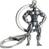 Portachiavi in metallo di sollevamento pesi per uomini muscolari di gioielli di serie fitness sportiva di moda da uomo