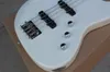 Factory Custom White 4-String Electric Bass Guitar med Maple Fingerboard, Black Block Fret Inlay, Chrome Hardwares, Erbjudande