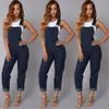 New Women Slim Denim Tuta Jeans Pantaloni Strappati Tuta Cinghie Tuta Pagliaccetti Pantaloni