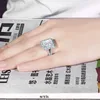 100％天然925スターリングシルバーリングスクエア8 * 10mm CZダイヤモンドの結婚式の婚約リングファインジュエリーギフトxr084