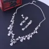 Tiara y collar de circonia de cristal de lujo para mujer, conjunto de joyería de boda para novia, coronas de circonio